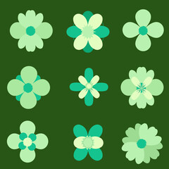 set of colorful flowers., vector, flower design illustration