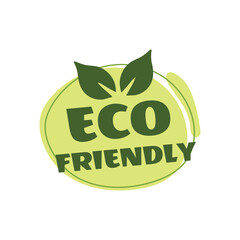 Eco friendly sticker, label, badge and logo. 
Ecology icon. Logo template with green leaves for organic and eco 
friendly products. Vector illustration