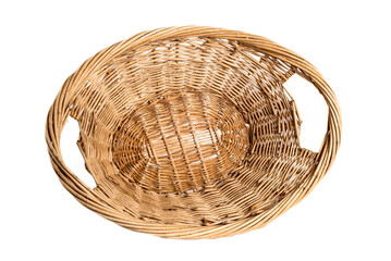 old wicker basket isolated on white.