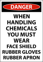 Danger Handling Chemicals Sign On White Background