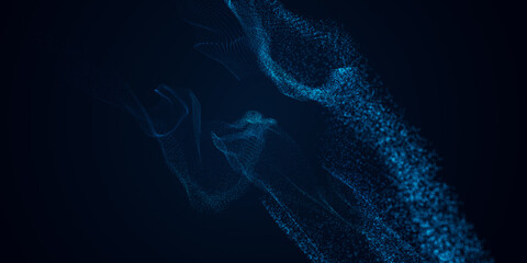 Dark blue and glow particle abstract background.