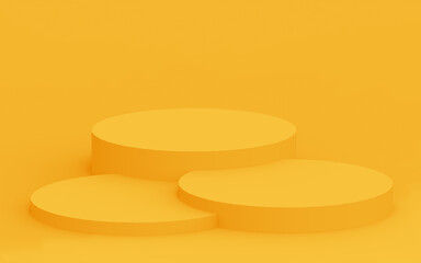 Abstract 3d yellow color cylinder podium minimal studio background.