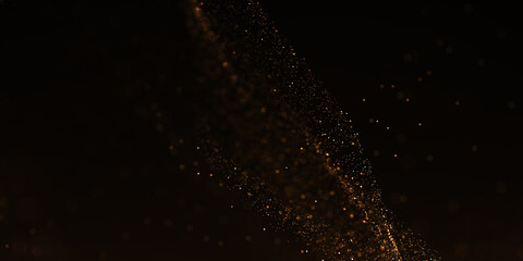 Digital wave gold line dot particles bokeh light background, luxury golden wave background