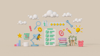 Work and study concept 3D render illustration