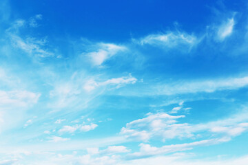 Naklejka na ściany i meble Blue sky with clouds Many beautiful white