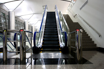 Modern Airport Interior with escalators