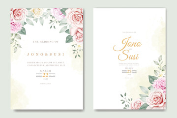 Fototapeta na wymiar Beautiful Floral watercolor Wedding invitation Card
