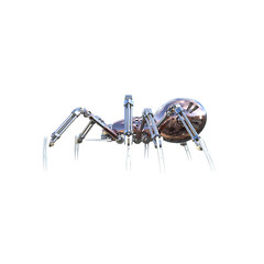 Obraz na płótnie Canvas Mechanical Spider Artificial Intelligence. High resolution image isolated on transparent background. 3D Rendering, 3D Illustration, PNG.