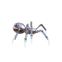 Mechanical Spider Artificial Intelligence. High resolution image isolated on transparent background. 3D Rendering, 3D Illustration, PNG.