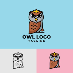 Cute and clean cartoon owl mascot premium logo design template