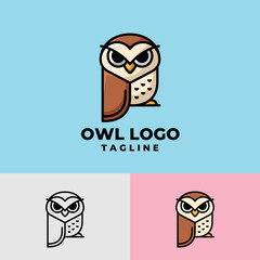 Minimal and clean cartoon owl mascot premium logo design