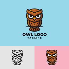 Minimal and clean smart owl cartoon character mascot premium  logo design
