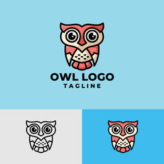 Cute and clean baby owl cartoon character premium mascot logo design