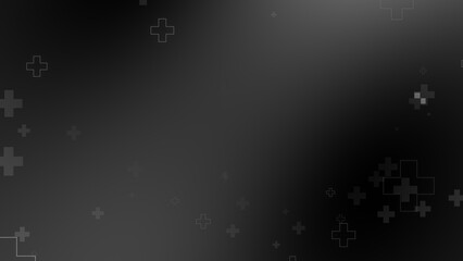 Medical health cross neon light shapes pattern on black background. Abstract healthcare with coronavirus infected deaths case concept.