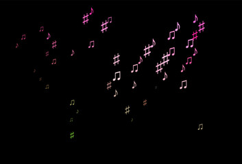 Dark Pink, Green vector texture with musical notes.