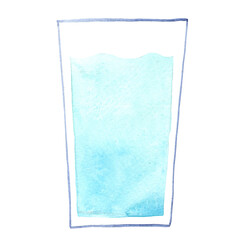 pure water on glass watercolor illustration for decoration on drinks and healthy concept.
