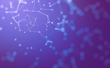 Abstract background. Molecules technology with polygonal shapes, connecting dots and lines. Connection structure. Big data visualization.