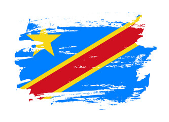 Grunge style textured flag of Democratic Republic of the Congo country