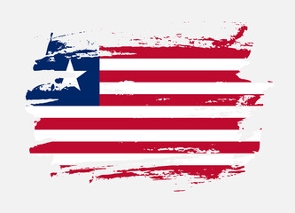 Grunge style textured flag of Liberia country