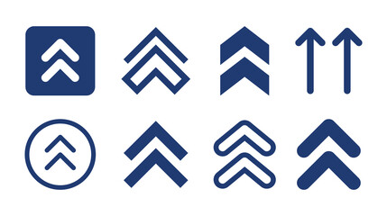 Double arrow up icon set. Vector illustration.