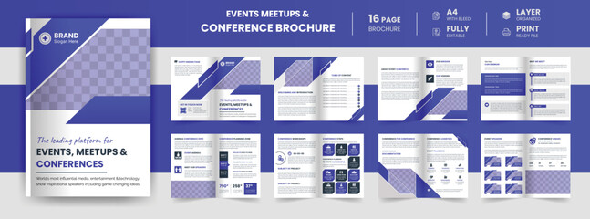 16 Page modern business company annual report, event meetups, and conference  brochure design