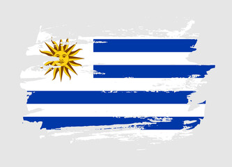 Grunge style textured flag of Uruguay country