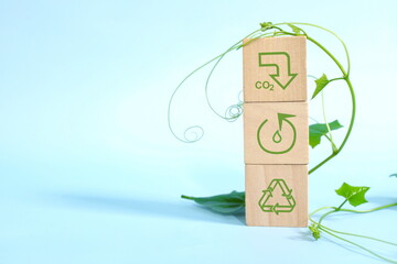 Reduce, reuse, recycle and sustainable and environment friendly business, CSR and ESG concept. Hand...