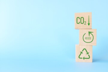 Reduce, reuse, recycle and sustainable and environment friendly business, CSR and ESG concept. Hand...