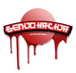 blood drop logo with nippon wannabe japanese style text