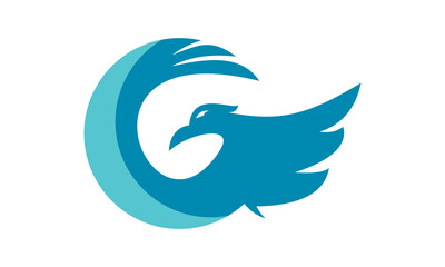 flying blue eagle icon logo