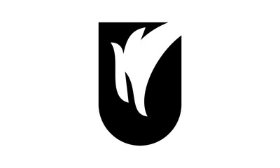 U letter eagle logo icon