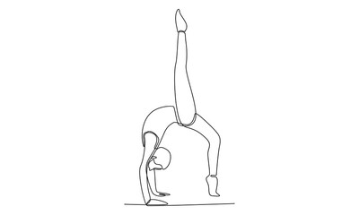 Continuous line of woman doing yoga pose