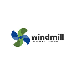 Vector Logo Illustration Windmill Gradient Colorful Style