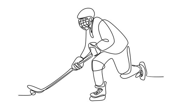 hockey player black line art action clip art preview