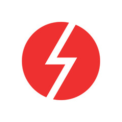 Lightning icon in a circle. Symbol of electricity and charge. Designation of electricity and current. Isolated vector illustration on white background.