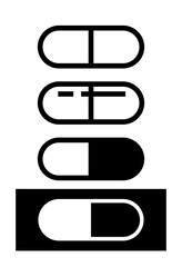 Pill icon. Medical symbol, designation of a hospital, treatment or medicine. Matrix. Isolated raster illustration on white background.