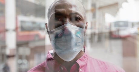 Digital illustration of a man wearing coronavirus covid19 mask