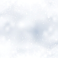 Happy New Year or Xmas sky background with falling snowflakes. Vector