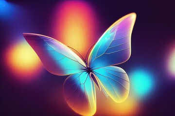Fototapeta na wymiar Butterfly in neon acrylic paint