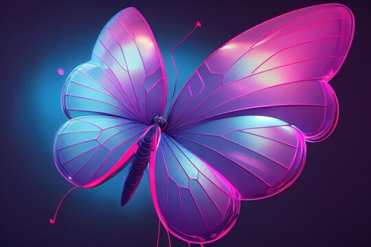 Butterfly in neon acrylic paint