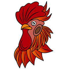 rooster head vector image for coloring book.