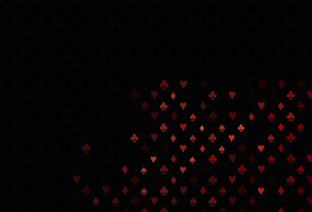 Dark red vector texture with playing cards.