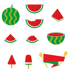 set of watermelon icons