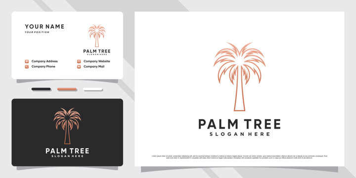 Palm tree logo design illustration with creative element concept and business card template