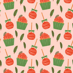 Christmas sweets pattern simple flat design vector