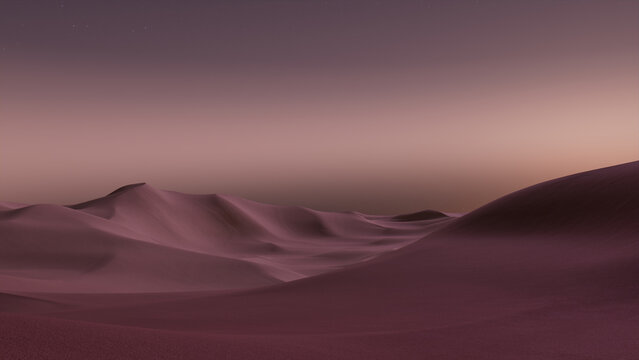 Desert Landscape with Sand Dunes and Natural Gradient Sky. Scenic Contemporary Background.