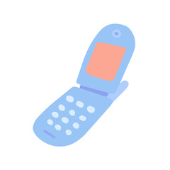 Hand-drawn cute isolated clipart illustration of y2k old flip phone