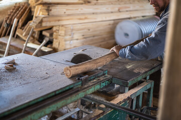 log cutting with electric saw