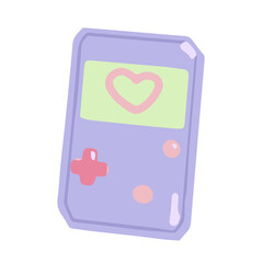 Hand-drawn cute isolated clipart illustration of y2k old game console