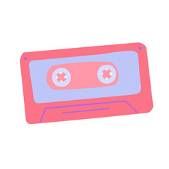 Hand-drawn cute isolated clipart illustration of y2k old cassette tape